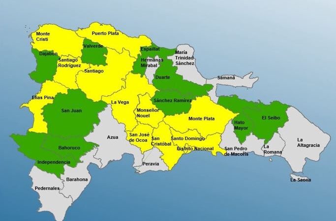 COE amplía alertas a 21 provincias y el DN por condiciones meteorológicas
